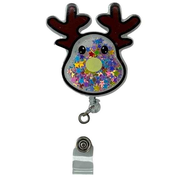Reindeer Badge Reel Holder Christmas Holiday Gift Idea - Picture 3 of 7